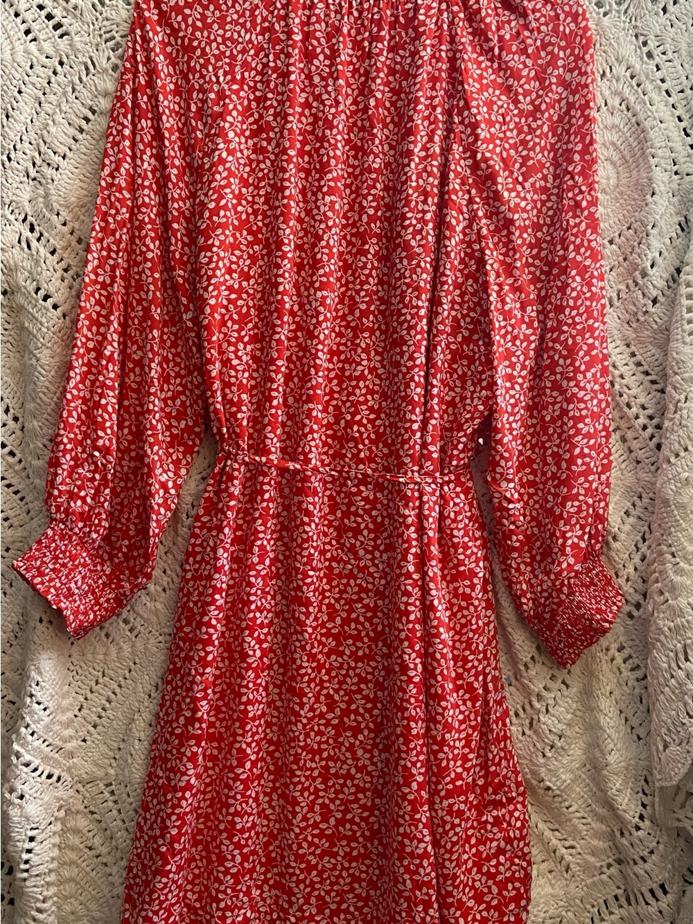 Draper James Red Floral Long-Sleeve V-Neck Dress - Picture 4 of 6